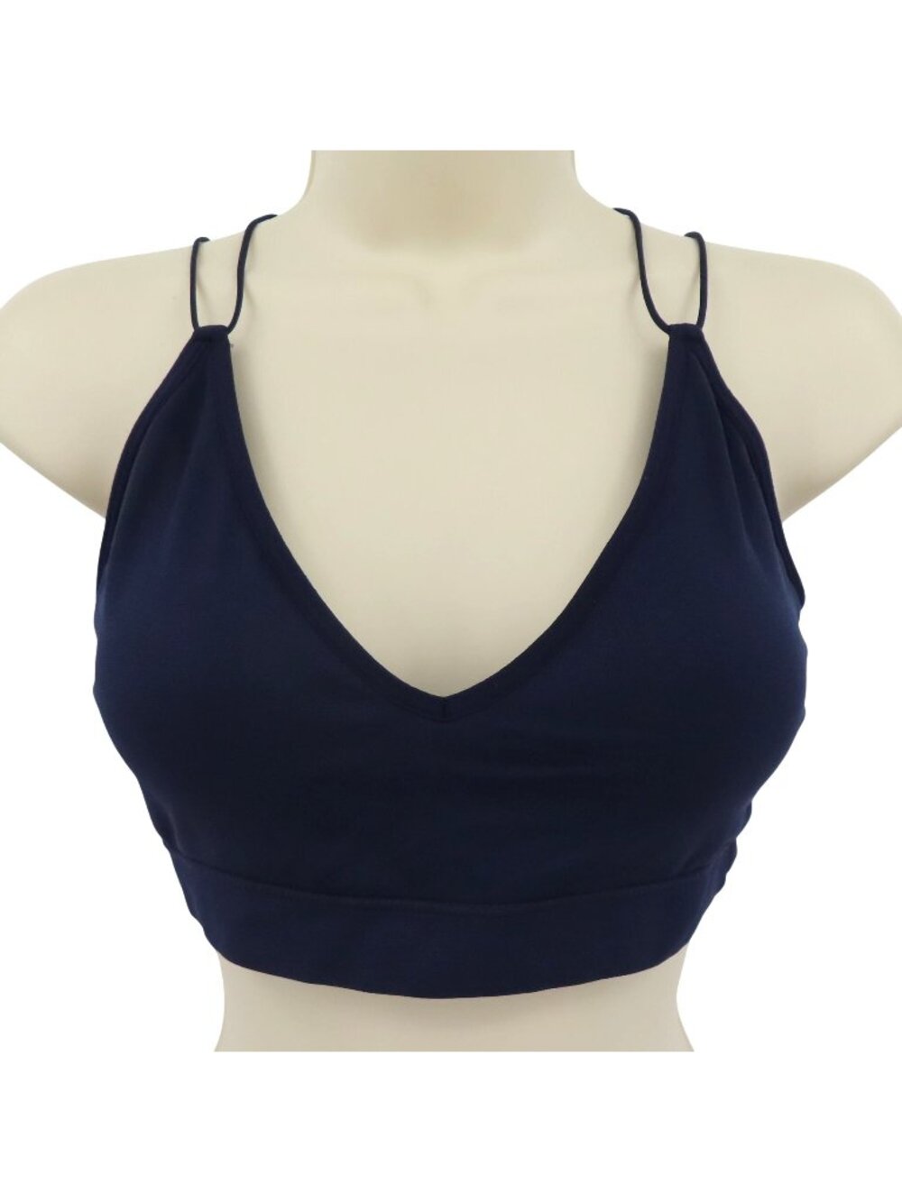 Lily Of France Women L/XL Solid Blue Wireless Strappy Pullover Bralette Bra
